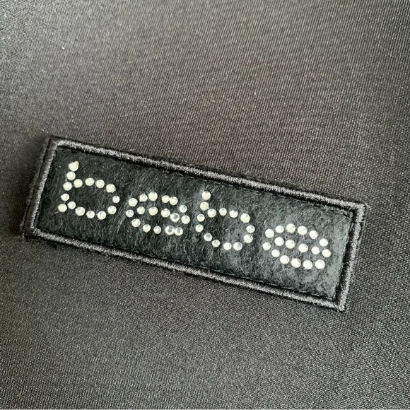 Bebe Black Moto Bomber Logo Jacket Size 2XL Rhinestones Sequin Jacket Y2K - Picture 5 of 11